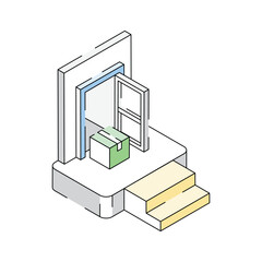 Latest isometric style icon showing home delivery