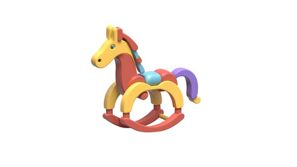A classic wooden rocking horse, great for nostalgic or toy-related visuals.