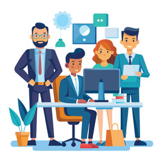 Obraz premium professional-business-people--programmer working vector image on white background