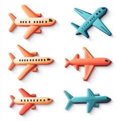 Fototapeta premium Airplane icon set cut out isolated on white background