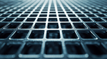 Metallic Grid Pattern: A mesmerizing close-up reveals a precisely engineered metallic grid, showcasing the sleek geometry and industrial precision of the design.