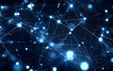 Obraz premium Abstract Network Connection Dots Lines Blue Digital Technology Background