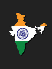 Map of India vector logo. Indian map with regional states vector illustration background. Detailed map of India with States administrative divisions. Political India map vector illustration.