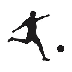Soccer Player Kicking Ball Silhouette Vector Illustration