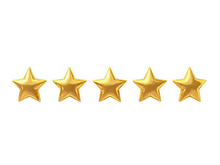 3d golden star icon. 3d five shiny gold stars as a ranking symbol