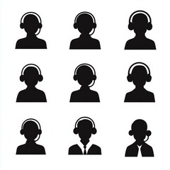 Call center icon set cut out isolated on white background
