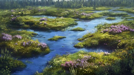 Fototapeta premium High-Angle View of a Raised Bog