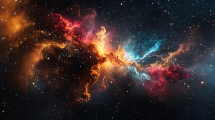 Fototapeta premium An enchanting view of fireworks exploding in a starry sky, with bursts of color spreading outward, creating a sense of wonder and celebration.