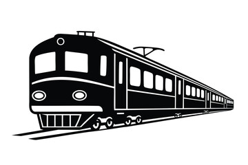 Modern Electric Train Silhouette - Vector Illustration