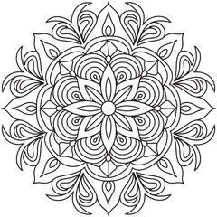Mandala Design Vector, Black Silhouette Mandala Design