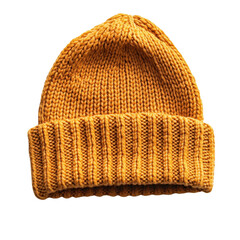 Fototapeta premium Cozy Knitted Beanie Hat in Warm Autumn Orange Color for Fashion