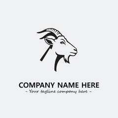 Head of goat illustration black and white for logo company vector image
