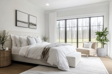 Fototapeta premium White and Clane French modern bedroom