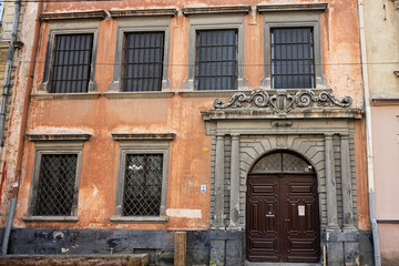 Historic building facade with intricate details in Lviv, Ukraine