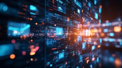 Abstract Digital Data Visualization with Colorful Light Effects