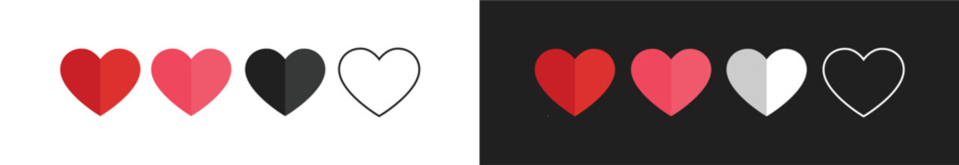 Set of hearts in red color, Red heart icons set vector, Set of 15 hearts of different shapes for web. Heart collection. Vector Art