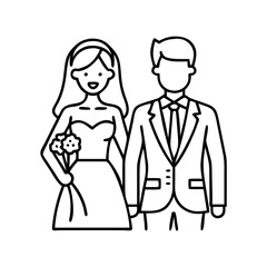 bride and groom icon, bride and groom vector illustration-simple illustration of bride and groom, perfect for bride and groom logos and icons