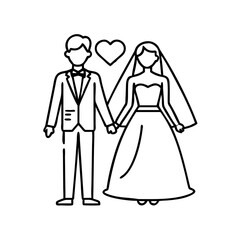 Fototapeta premium bride and groom icon, bride and groom vector illustration-simple illustration of bride and groom, perfect for bride and groom logos and icons