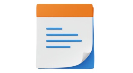 Depiction of a notepad with orange header and blue lines