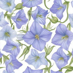 Obraz premium illustration of Ballon Flowers, summer flowers, soft watercolor tones, white background, detailed illustration, cartoonish.