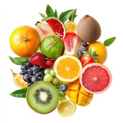 Vibrant circular arrangement of tropical fruits nature food photography bright environment close-up view freshness concept