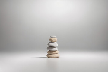A stack of balanced zen stones isolated on a gray background