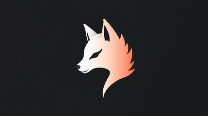Obraz premium Simple stylized fox head graphic on dark background