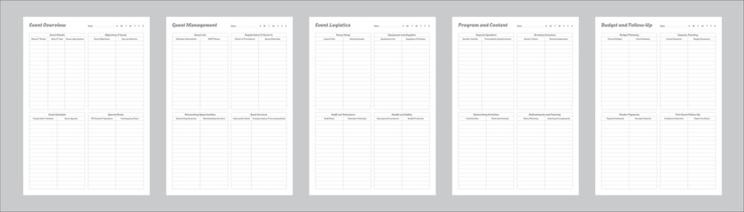 Event Planner Planning Pages for Organizing, Scheduling, Budgeting, Guest Lists, Task Management, &Timelines for Successful Events Parties Weddings Conferences Easy Printable Templates Set of 5 Pages