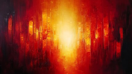 Fototapeta premium Abstract Red and Orange Painting with Bright Center