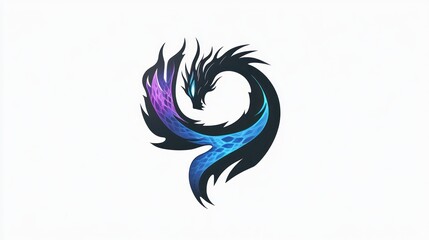 Fototapeta premium Abstract dragon design, swirling colors, artistic graphic, digital art, background image for website
