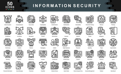 Information Security icon collection set. Simple line vector illustration.