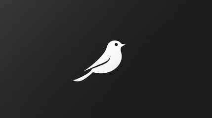 Simple white bird silhouette on black background