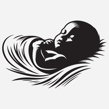 Sleeping baby silhouette stock illustration
