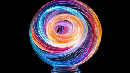 Luminous Glass Sphere with Swirling Rainbow Hues