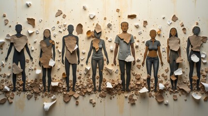 Artistic representation of law day human figures contemporary art urban setting abstract viewpoint empowerment concept