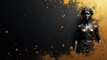 Fototapeta premium Law day celebration with justice statue artistic display modern gallery creative atmosphere close-up view