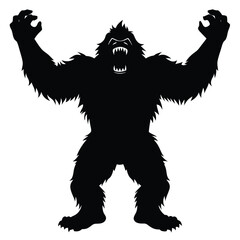 Yeti Silhouette Vector | Mythical Snow Creature Design

