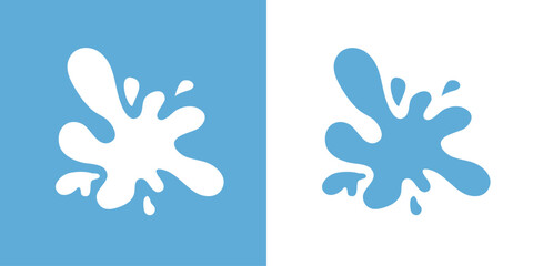 Set of blue drops, raindrops, splash, sea waves, pouring water, spray icons and design elements