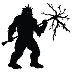 Yeti Silhouette Vector | Mythical Snow Creature Design

