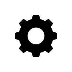 Black Silhouette of a Cogwheel with Eight Teeth Icon