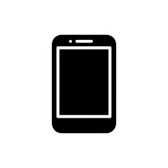 Minimal Black Filled Icon Showing a Smartphone with Centered Home Button