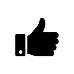 Solid Black Thumbs Up Icon with Minimal Hand Detail