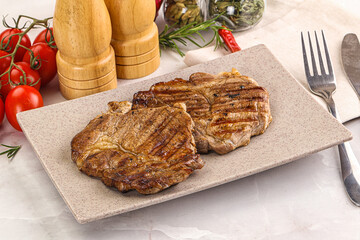 Grilled pork neck sirloin steak