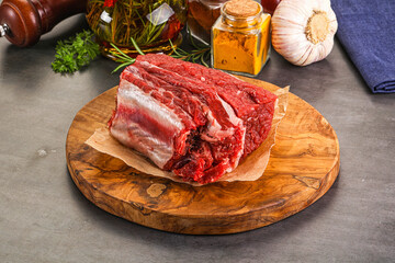 Raw beef ribs for cooking