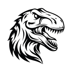 Roaring TRex Head Outline | Dinosaur Predator with Open Mouth and Sharp Teeth
