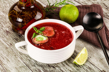 Sweet watermelon gazpacho with cucmber
