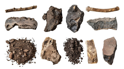 Diverse Forms of Excavata Displayed in an Isolated Arrangement on White Background