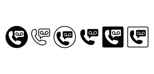 Recording Call Icons Set Black and White Color Vector Design