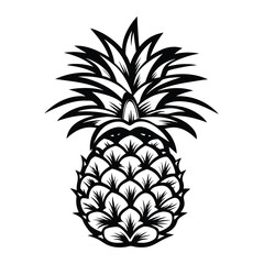 Pineapple Silhouette, Tropical Fruit, Black & White Exotic Plant Design, Isolated