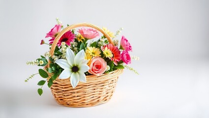 Obraz premium Elegant Floral Basket, Ideal Branding Space